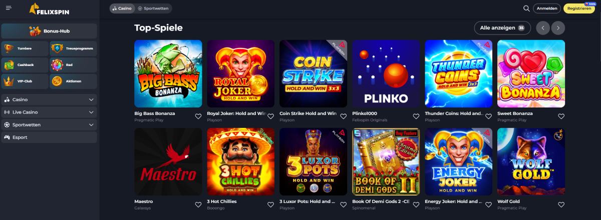 FelixSpin – Moderner Casino-Neuzugang mit starkem Startbonus